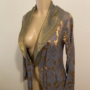 Vintage Victoria Secrets Robe XS Floral Gold Blue